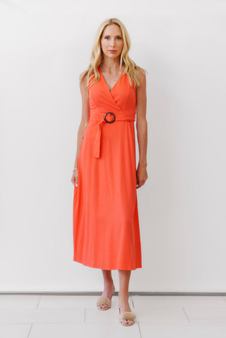 Apricot Linen Belt Dress