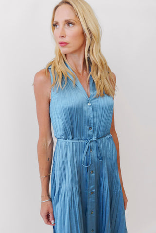 Currant Air Pleated Midi Shirt Dress
