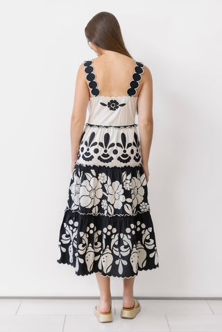 Farm Rio Summer Cutwork Midi Dress