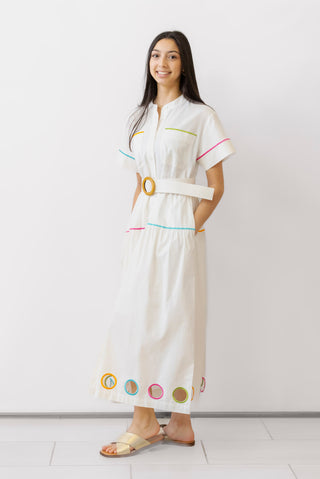 CROSBY Kellogg Dress White Multi
