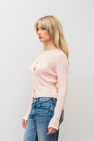 ROSIE POSIE Lace Trim Knit Cardi