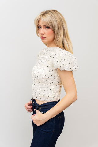 WHITEROOM+CACTUS Mesh Polka Dot Top