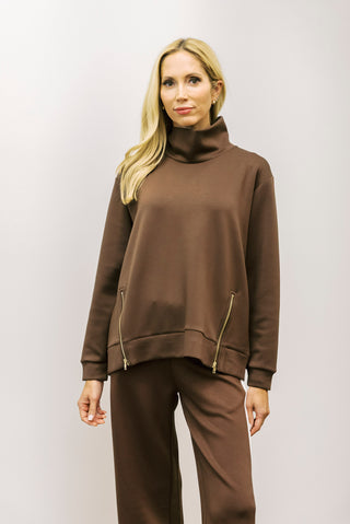 P CILL Modal Mock Neck Top w/ Side Zipper