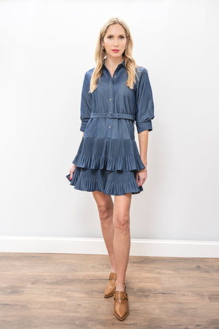 CURRENT AIR Button Up Pleated Skirt Mini Dress