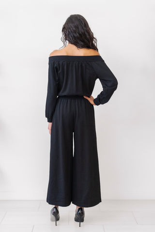 Sunday Morning French Terry Jumpsuit in Black