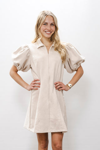 THML Cream Puff Sleeve Dress