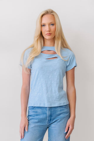 LNA Sky Cotton Tee in Mirage Blue