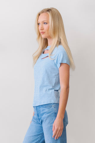 LNA Sky Cotton Tee in Mirage Blue