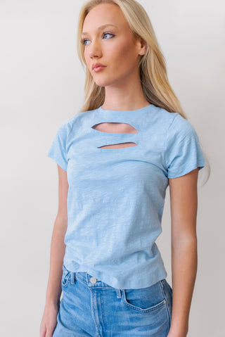 LNA Sky Cotton Tee in Mirage Blue