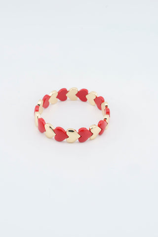 Enamel Heart Stack Bracelet in red