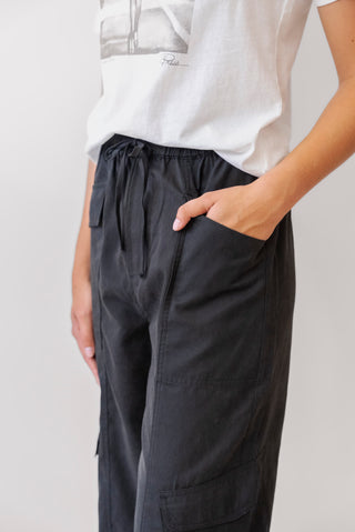 Elan Black Washed Cargo Pants