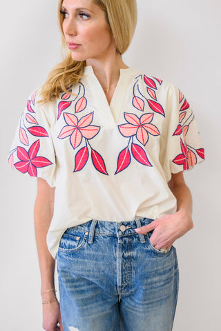 THML Notch Neck Floral Top