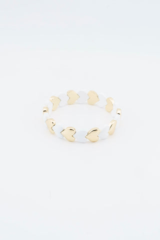 Enamel Heart Stack Bracelet in white