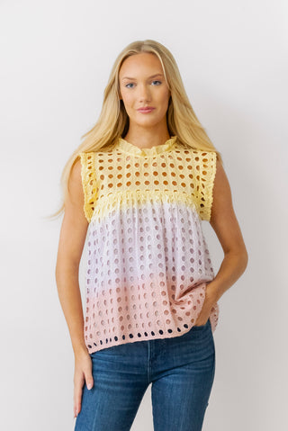 Ombre Eyelet Top