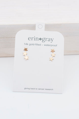 ERIN GRAY Teen Stud Triple Star Earrings