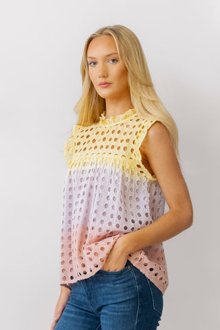 Ombre Eyelet Top