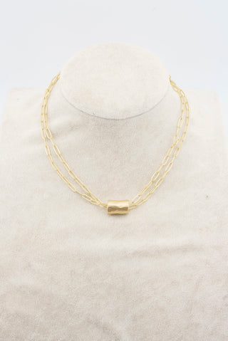 ERIN GRAY Barrel on Double Gold Paperclip Necklace