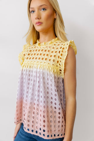 Ombre Eyelet Top