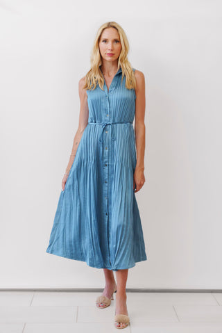 Currant Air Pleated Midi Shirt Dress