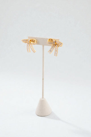EC Le Bow CZ Gold Stud Earrings