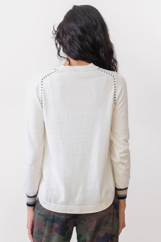 Zaket and Plover Crew Neck in Black & Tan Stitch Pocket Sweater