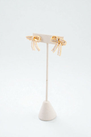 EC Le Bow CZ Gold Stud Earrings