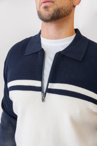 MIND BRIDGE Block Half Zip Sweater