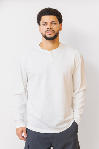 PROJEK RAW Long Sleeve Henley Shirt in White