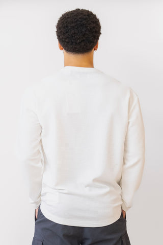 PROJEK RAW Long Sleeve Henley Shirt in White