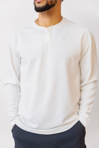 PROJEK RAW Long Sleeve Henley Shirt in White