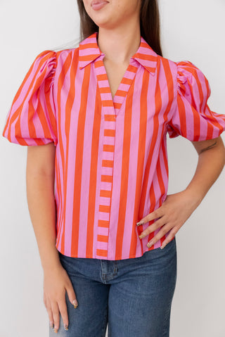 Pink Striped Blouse