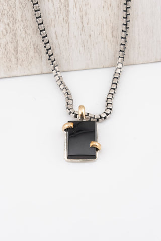 AMY LEA Sterling Box Chain with Black Onyx Pendant