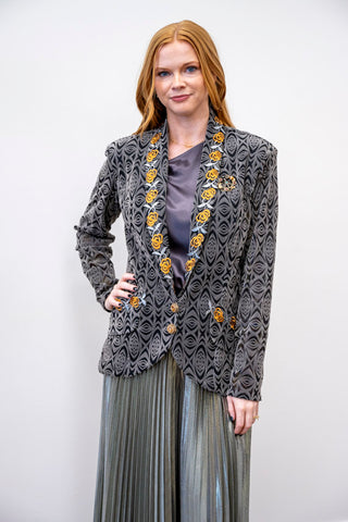 PETIT POIS Goth Victorian Shawl Collared Blazer