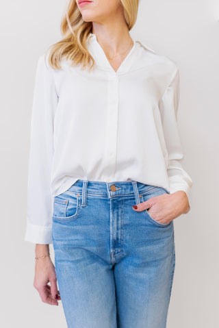 CURRENT AIR White Satin Blouse