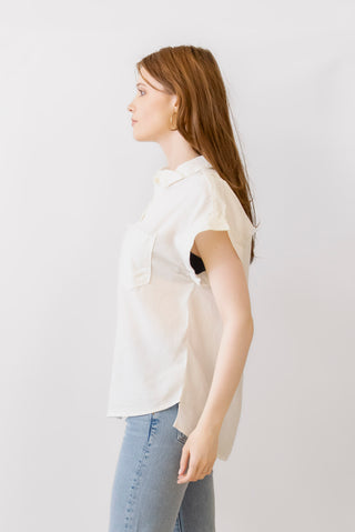 Elan Collard Cap Sleeve Top