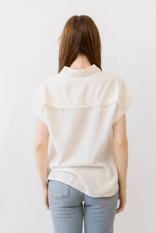 Elan Collard Cap Sleeve Top