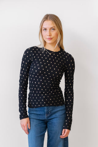 FRAME Dotted Mesh Top in Black