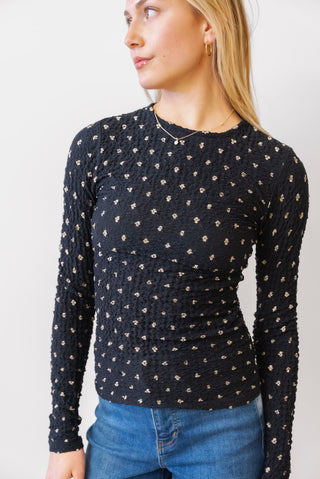 FRAME Dotted Mesh Top in Black