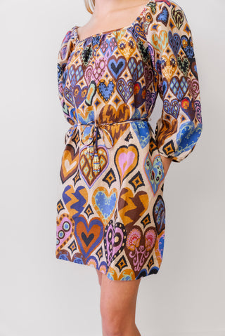 FARM Rio Ikat Hearts Mini Dress