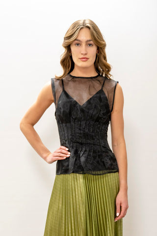 WHITEROOM+CACTUS Organza Combo Sleeveless Tank