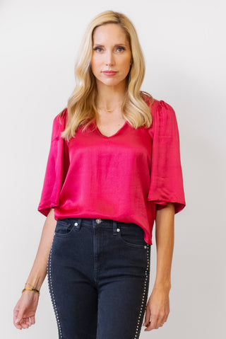 Nation Mel V Neck in Rasberry