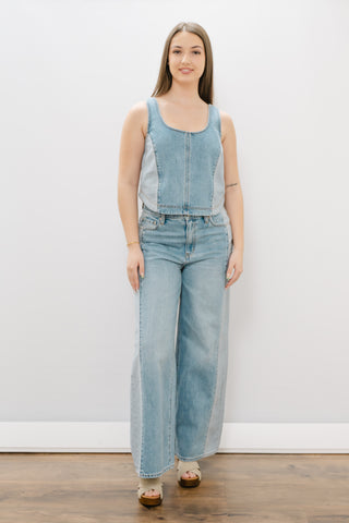DAZE Wanderer Mid Rise Palazzo Jeans