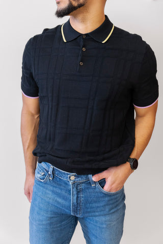 BEN SHERMAN Tartan Polo in black