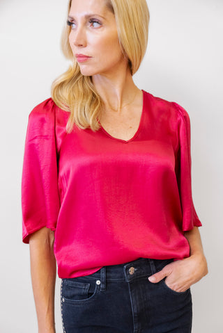 Nation Mel V Neck in Rasberry