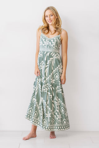 Z Supply Tazz Midi Dress in Green Palm