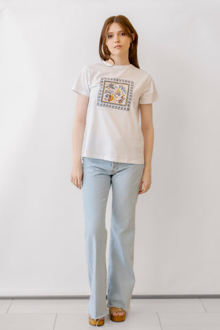 Apricot Tropical Scarf Placement Tee