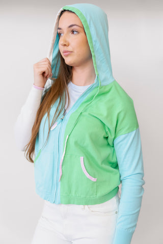 ZAKET AND PLOVER Hoodie in teal and green