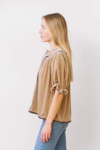 THML Embellished Velvet Blouse