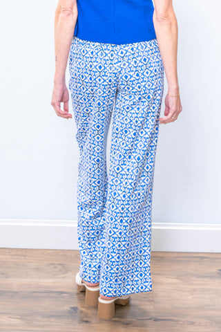 ICHI Printed Pants Blue