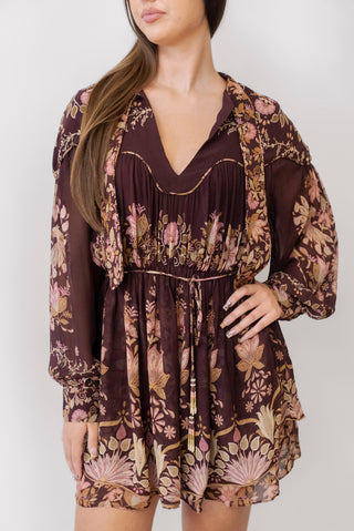 Farm Rio Bella Knotted Neckline Mini Dress